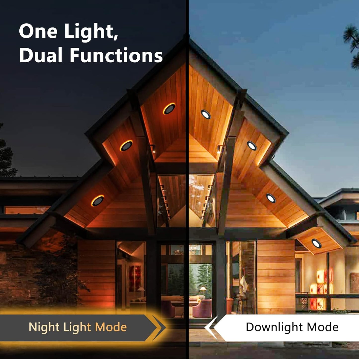 16 Pack Black Recessed Lights 4 Inch with Night Light, Canless Ultra Thin Wafer Soffit Downlight with Junction Box, Dimmable & 5 Color Selectable, 9W, ETL & Energy Star
