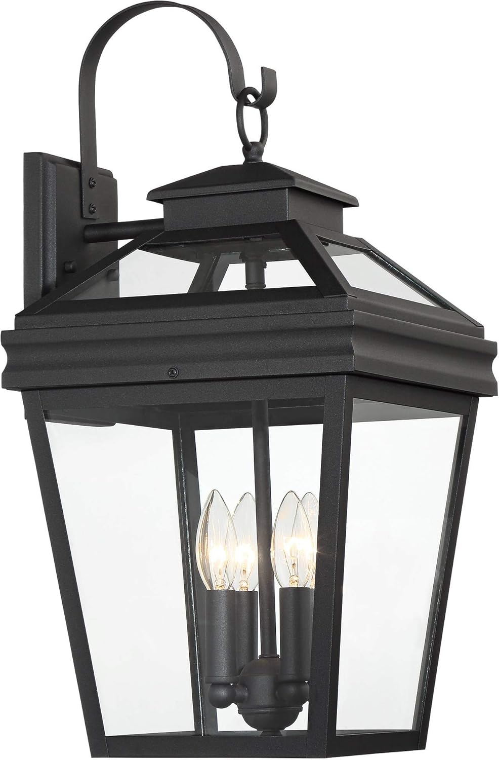 John Timberland Stratton Street Traditional Outdoor Wall Light Fixture Textured Black Lantern 22" Clear Glass for Exterior House Porch Patio Outside Deck Garage Yard Front Door Garden Home