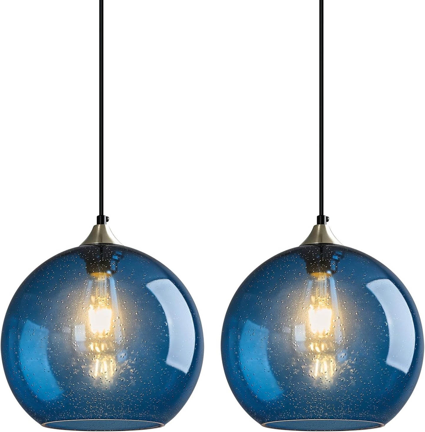 Gray Green Glass Pendant Lights Kitchen Island Lighting Globe Pendant Light Fixtures Modern Pendant Lighting for Kitchen Island Bedroom Living Dining Room Light Fixture(9.84in, 3-Pack)