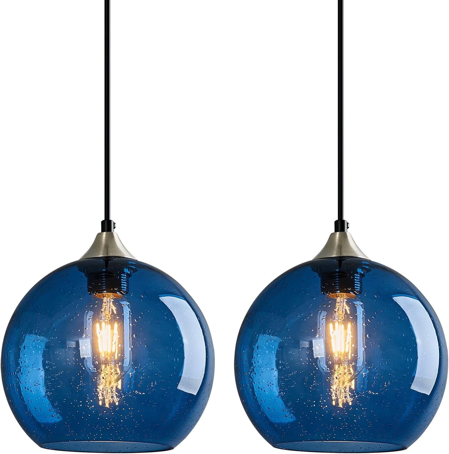Gray Green Glass Pendant Lights Kitchen Island Lighting Globe Pendant Light Fixtures Modern Pendant Lighting for Kitchen Island Bedroom Living Dining Room Light Fixture(9.84in, 3-Pack)