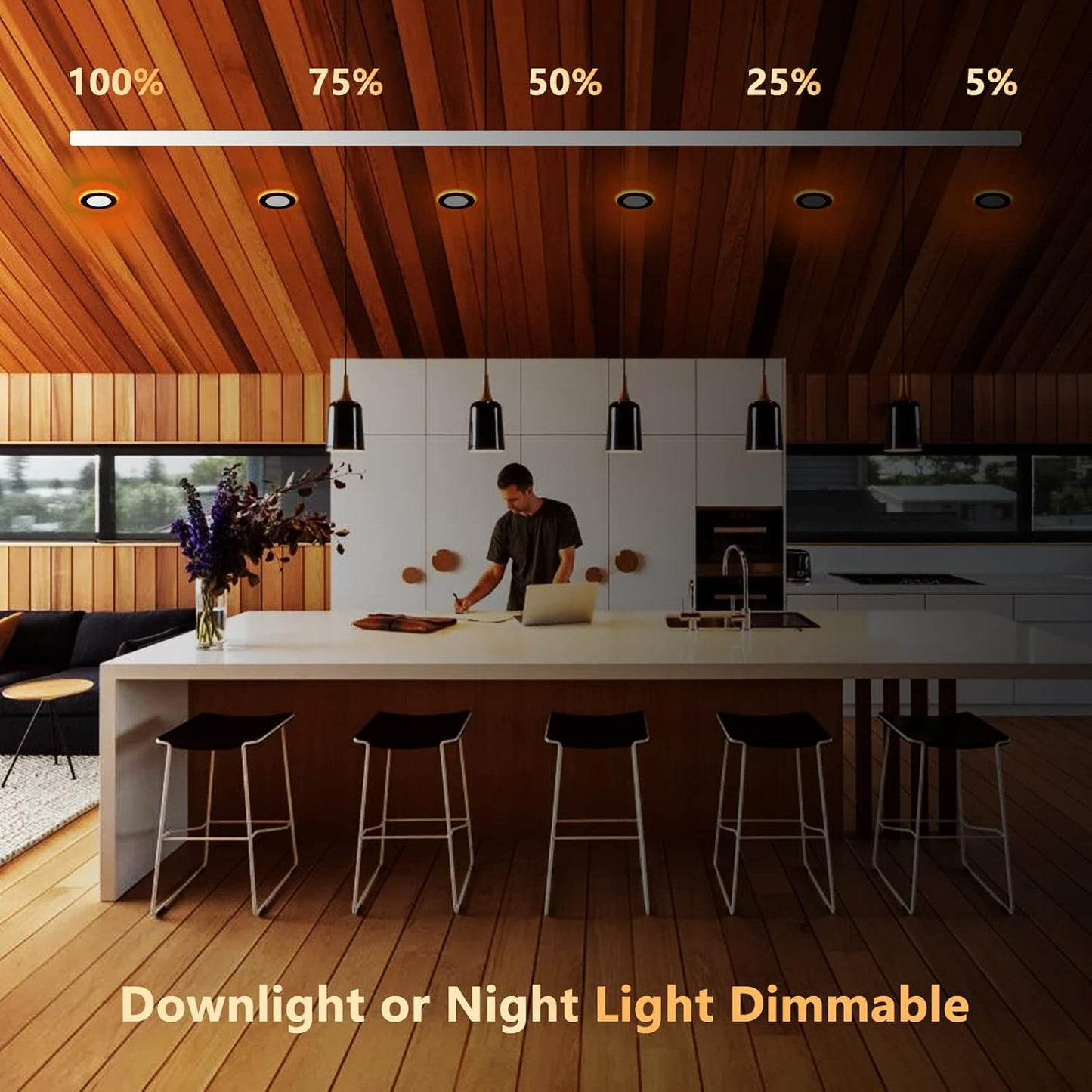 16 Pack Black Recessed Lights 4 Inch with Night Light, Canless Ultra Thin Wafer Soffit Downlight with Junction Box, Dimmable & 5 Color Selectable, 9W, ETL & Energy Star