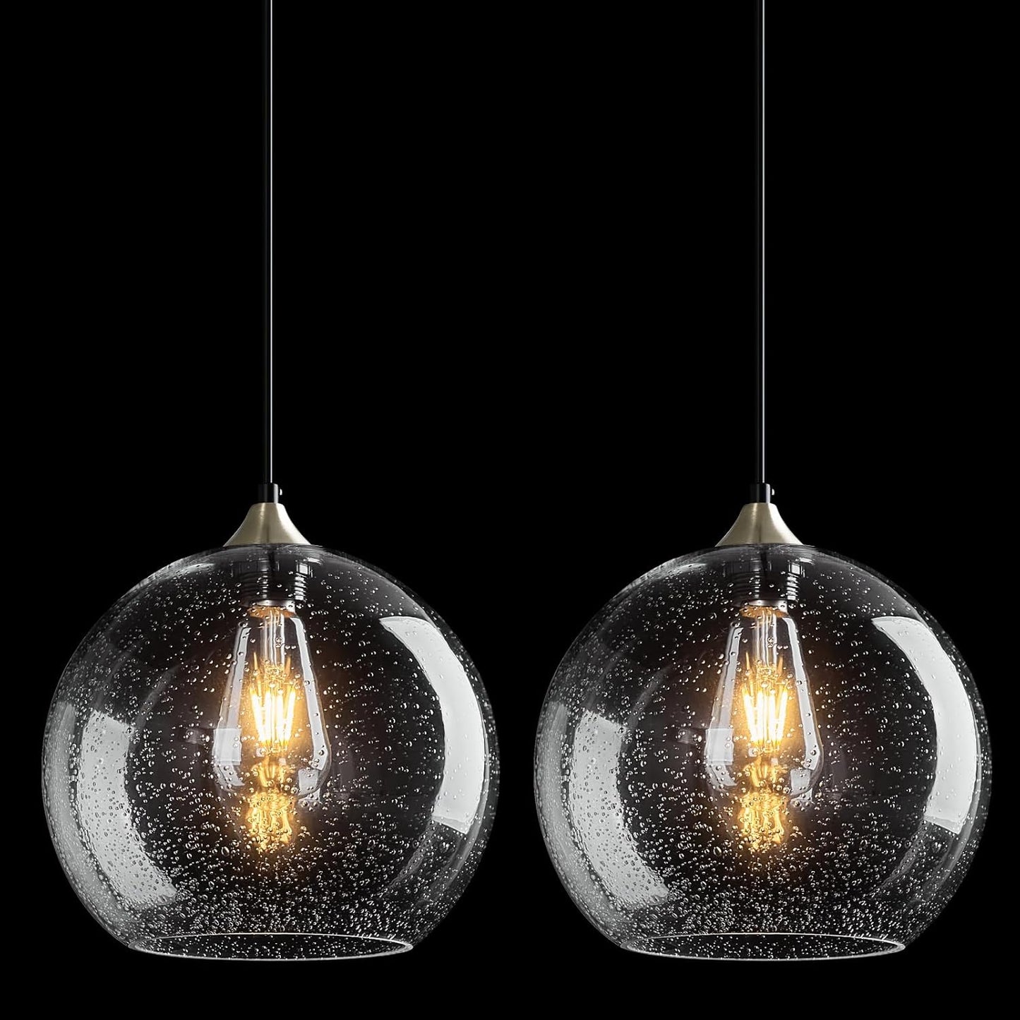 Gray Green Glass Pendant Lights Kitchen Island Lighting Globe Pendant Light Fixtures Modern Pendant Lighting for Kitchen Island Bedroom Living Dining Room Light Fixture(9.84in, 3-Pack)