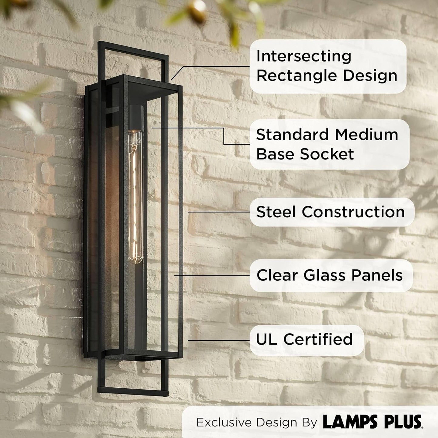 Possini Euro Design Jericho 28" High Modern Farmhouse Rustic Outdoor Wall Light Fixture Mount Porch House Exterior Outside Lantern Edison Bulb Textured Black Finish Metal Clear Glass Shade