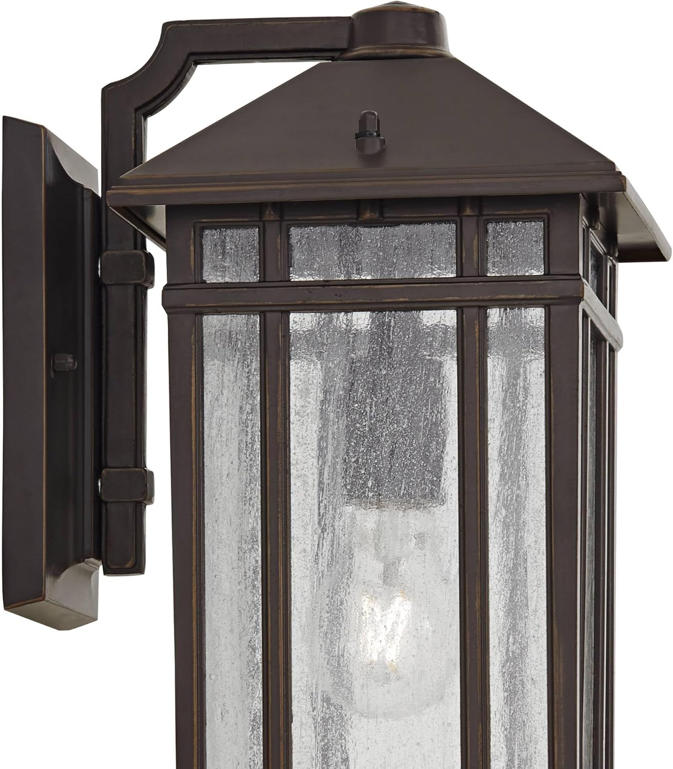 kathy ireland Sierra Craftsman 16 1/2" High Farmhouse Rustic Outdoor Wall Light Fixture Mount Porch House Exterior Outside Lantern Set of 2 Weatherproof Oil Rubbed Bronze Metal Seeded Glass Shade