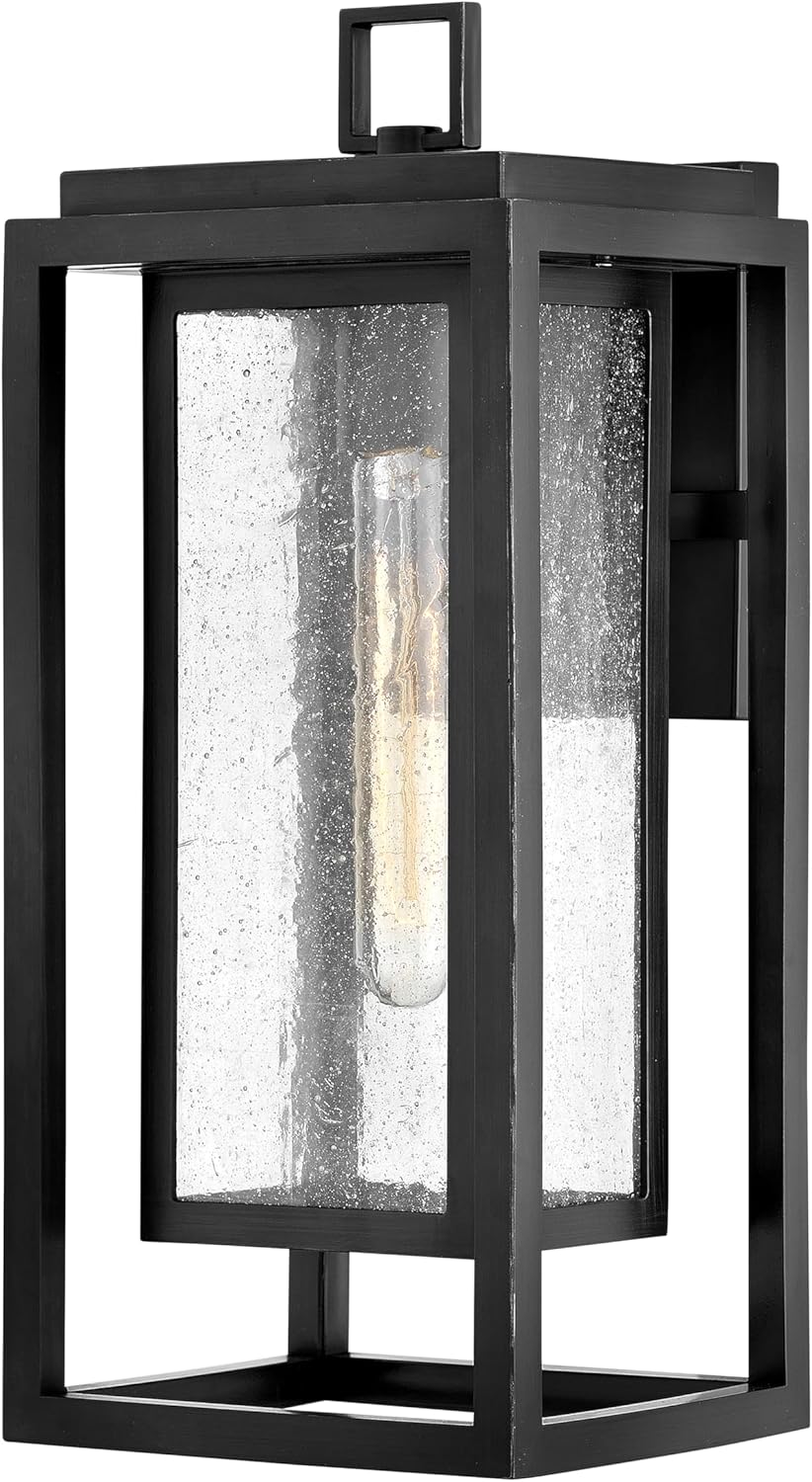 Hinkley Republic 1005BK-LL Large Outdoor LED Wall Mount Lantern Light - Transitional/Modern, Double Frame Design, Coastal Elements Collection - Black
