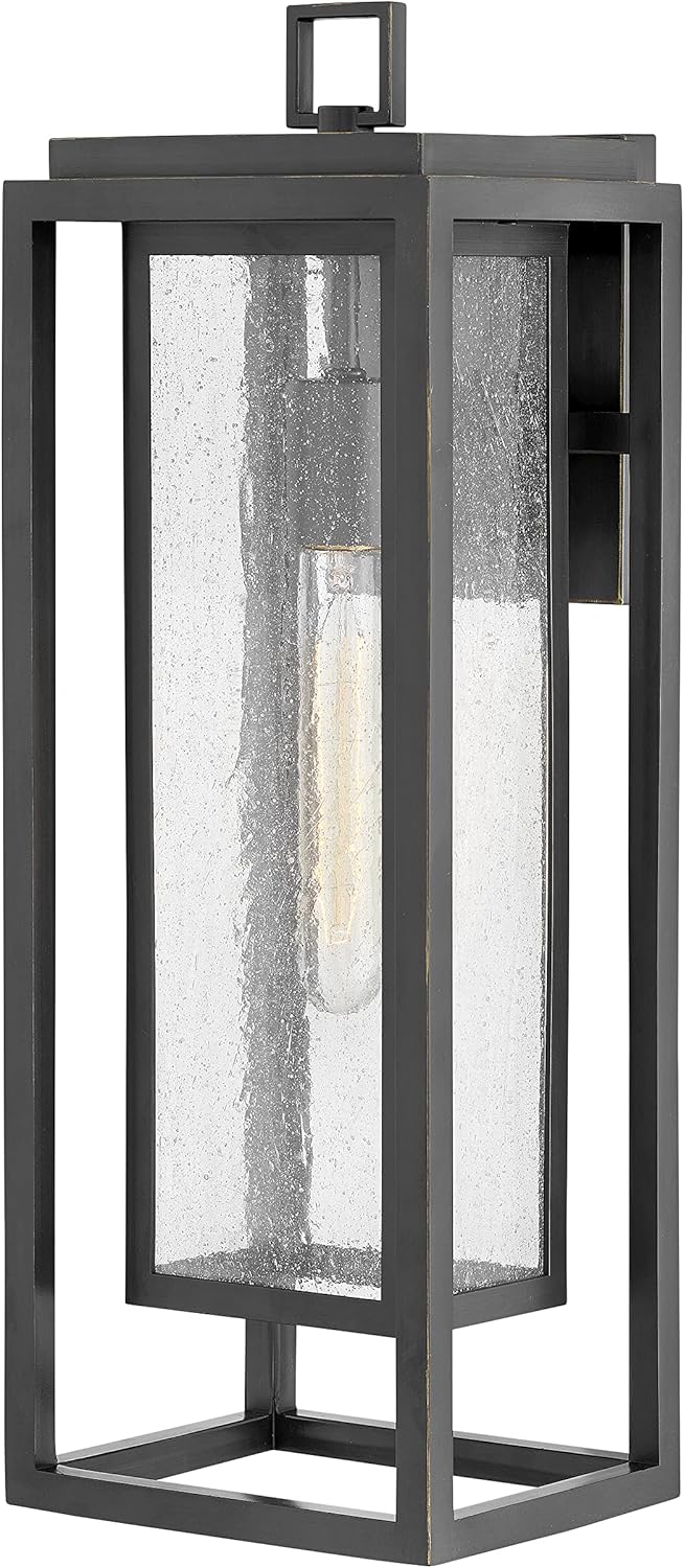 Hinkley Republic 1005BK-LL Large Outdoor LED Wall Mount Lantern Light - Transitional/Modern, Double Frame Design, Coastal Elements Collection - Black