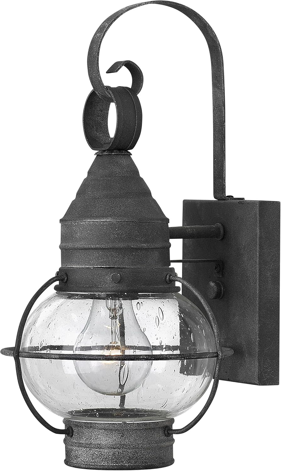 Hinkley Cape Cod 2200DZ Medium Wall Mount Onion Lantern - Clear Seedy Glass, Wet Rated - Aged Zinc