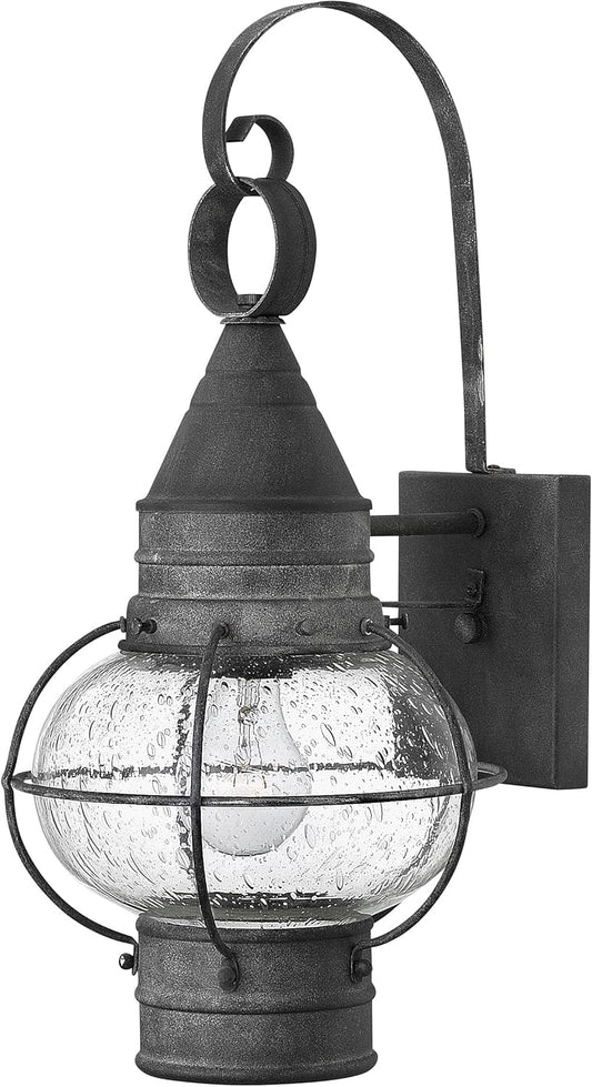 Hinkley Cape Cod 2200DZ Medium Wall Mount Onion Lantern - Clear Seedy Glass, Wet Rated - Aged Zinc
