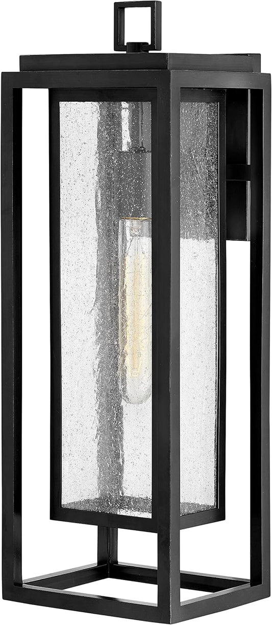 Hinkley Republic 1005BK-LL Large Outdoor LED Wall Mount Lantern Light - Transitional/Modern, Double Frame Design, Coastal Elements Collection - Black